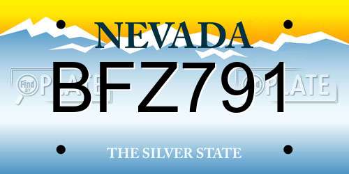 BFZ791 Nevada License Plate
