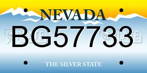 BG57733 Nevada License Plate