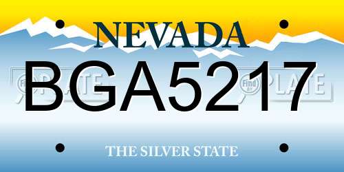 BGA5217 Nevada License Plate