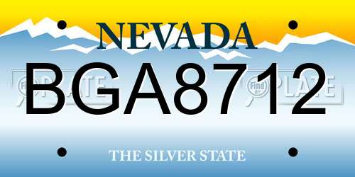 BGA8712 Nevada License Plate
