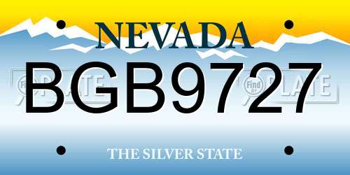 BGB9727 Nevada License Plate