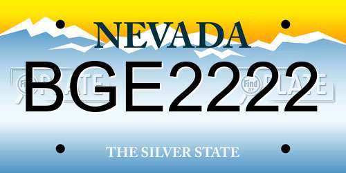 BGE2222 Nevada License Plate