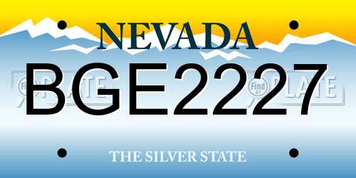 BGE2227 Nevada License Plate