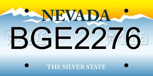BGE2276 Nevada License Plate