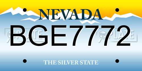 BGE7772 Nevada License Plate