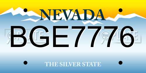 BGE7776 Nevada License Plate