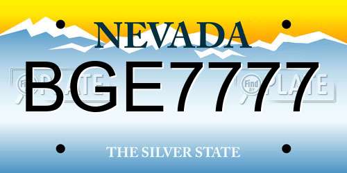 BGE7777 Nevada License Plate