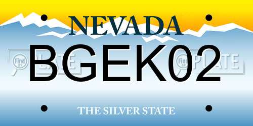 BGEK02 Nevada License Plate