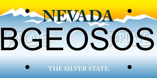 BGEOSOS Nevada License Plate