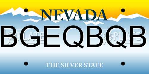 BGEQBQB Nevada License Plate