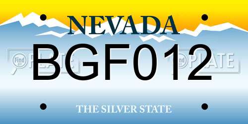 BGF012 Nevada License Plate