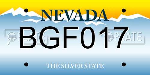 BGF017 Nevada License Plate