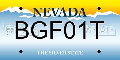 BGF01T Nevada License Plate