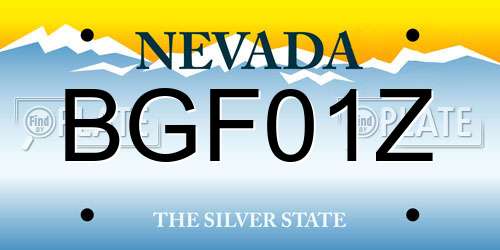 BGF01Z Nevada License Plate