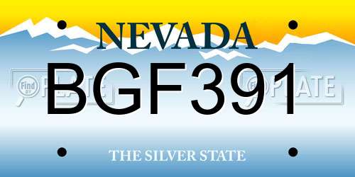 BGF391 Nevada License Plate