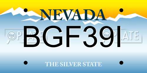 BGF39I Nevada License Plate