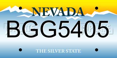 BGG5405 Nevada License Plate