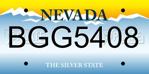 BGG5408 Nevada License Plate
