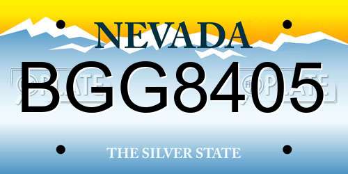 BGG8405 Nevada License Plate