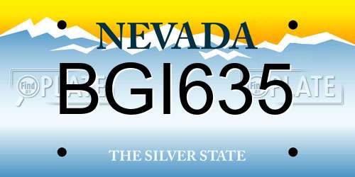 BGI635 Nevada License Plate