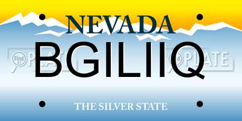BGILIIQ Nevada License Plate