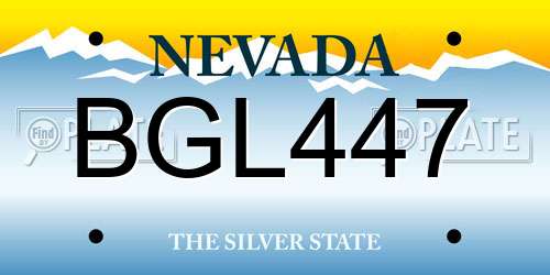 BGL447 Nevada License Plate