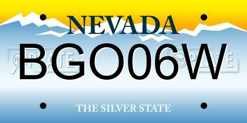 BGO06W Nevada License Plate