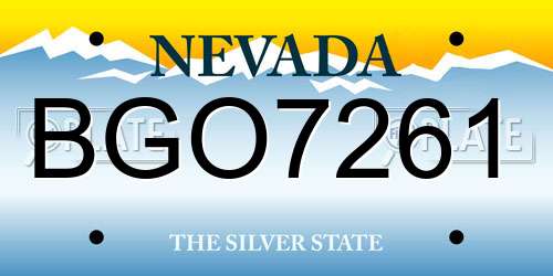 BGO7261 Nevada License Plate