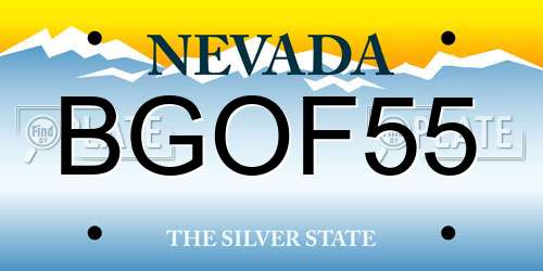 BGOF55 Nevada License Plate