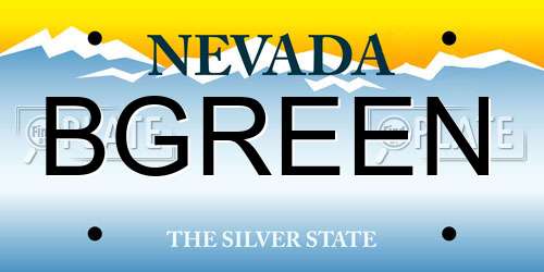 BGREEN Nevada License Plate