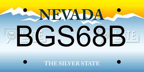 BGS68B Nevada License Plate