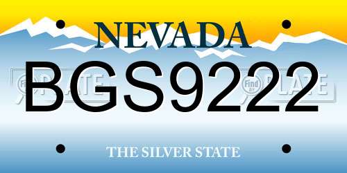 BGS9222 Nevada License Plate