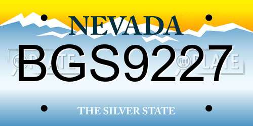 BGS9227 Nevada License Plate