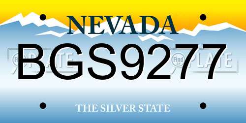 BGS9277 Nevada License Plate