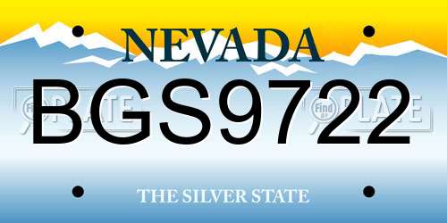BGS9722 Nevada License Plate