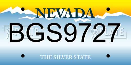 BGS9727 Nevada License Plate