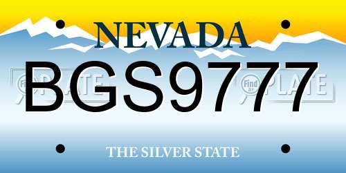 BGS9777 Nevada License Plate