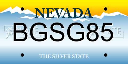 BGSG85 Nevada License Plate