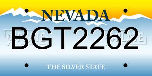 BGT2262 Nevada License Plate