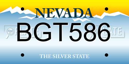 BGT586 Nevada License Plate