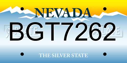 BGT7262 Nevada License Plate