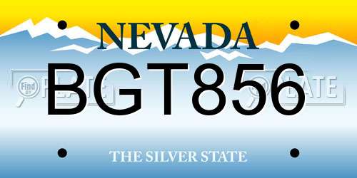 BGT856 Nevada License Plate