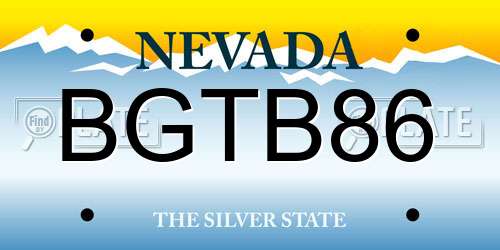 BGTB86 Nevada License Plate