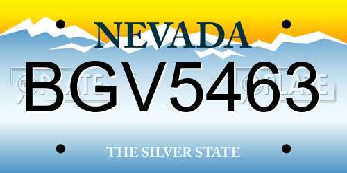 BGV5463 Nevada License Plate