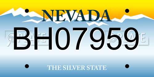 BH07959 Nevada License Plate