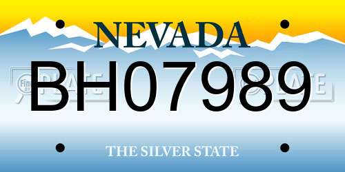 BH07989 Nevada License Plate