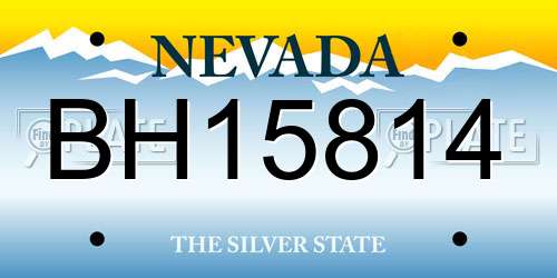 BH15814 Nevada License Plate