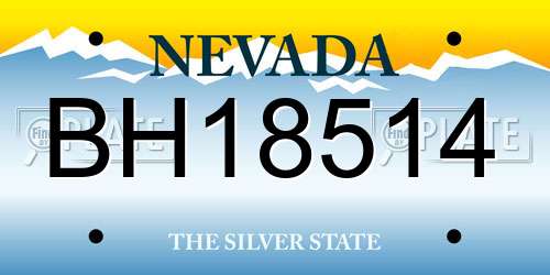 BH18514 Nevada License Plate