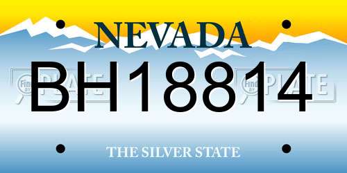 BH18814 Nevada License Plate