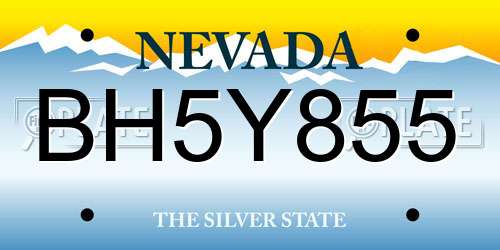 BH5Y855 Nevada License Plate